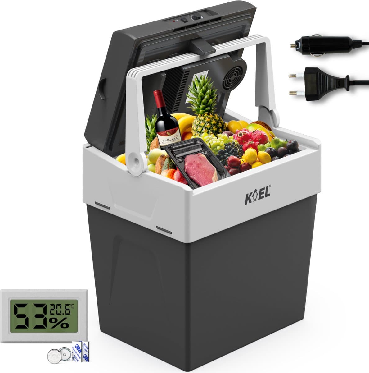 Koel Boks 30L - Koelbox Elektrisch 12V en 220V/230 Volt - Camping Frigobox voor Auto - Coolbox - Frigobox -19°C