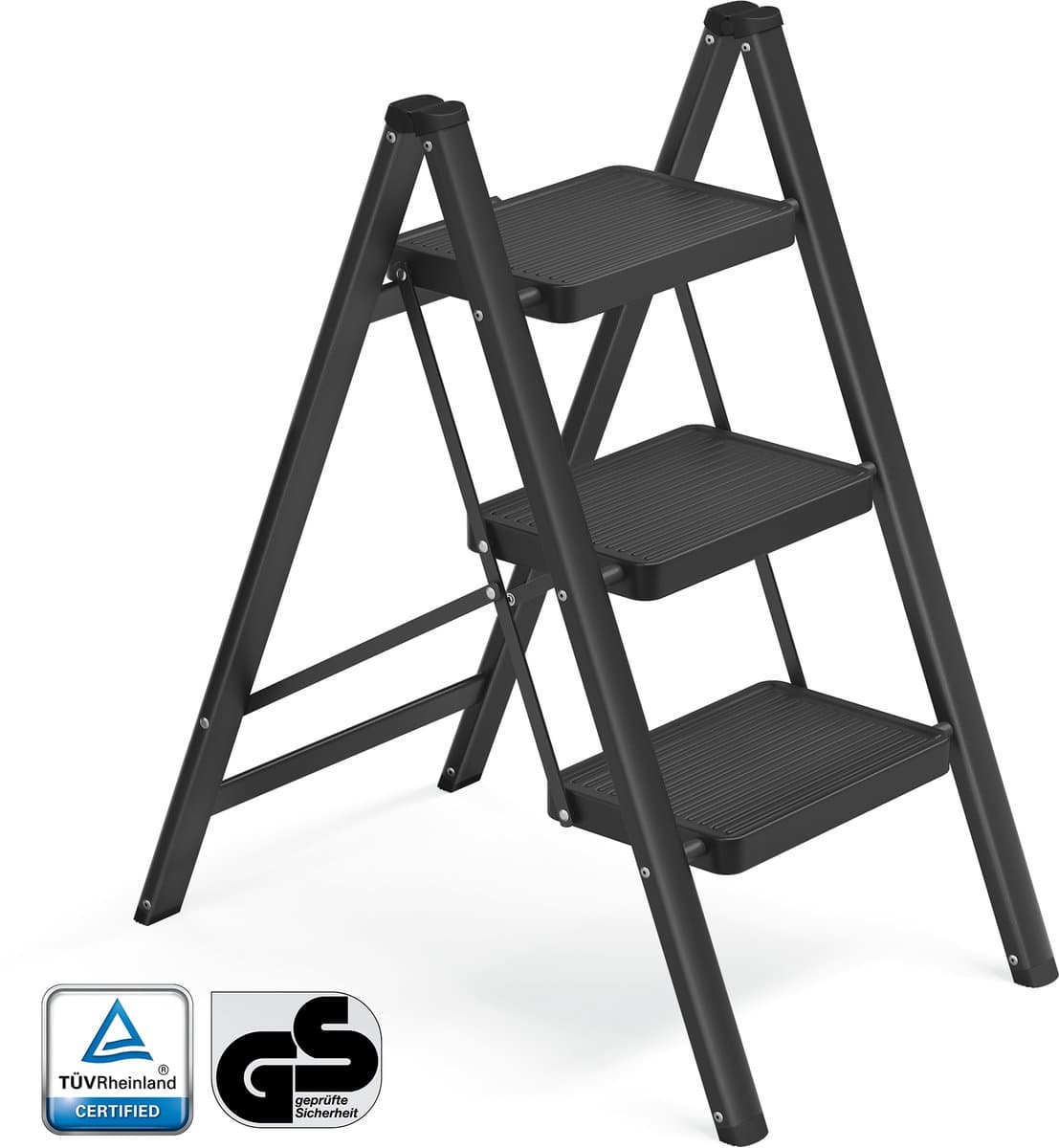 SONGMICS - Ladder - Opvouwbare Keukentrap met 3 Treden - Belastbaar tot 150 kg - Voor Thuis en Kantoor