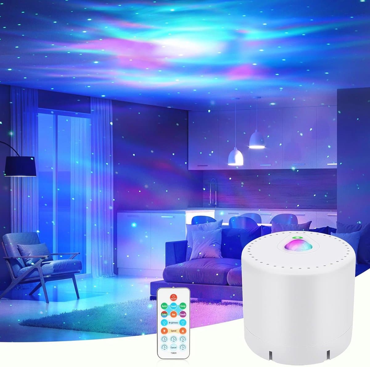 Sterrenprojector en LED Ocean Wave Projector met Afstandsbediening - Dimbaar Nachtlicht voor Kinderen en Volwassenen