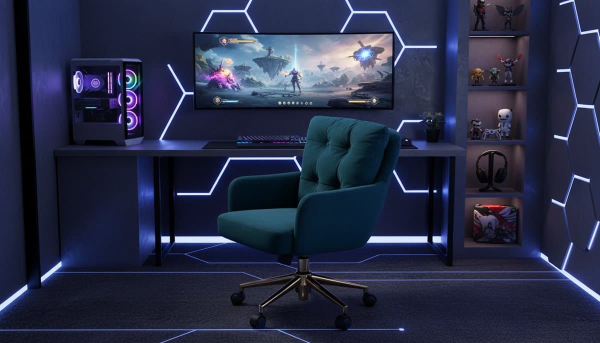 Bureaustoel Casa Velluto AzureVelvet – Ergonomische Draaibare Bureaustoel Blauw met Wielen en Armleuningen – Fluwelen Kantoorstoel met Verstelbare Hoogte 46-54 cm – Kantelbare Rugleuning 90-120° – Luxe Thuiswerk Bureau Stoel