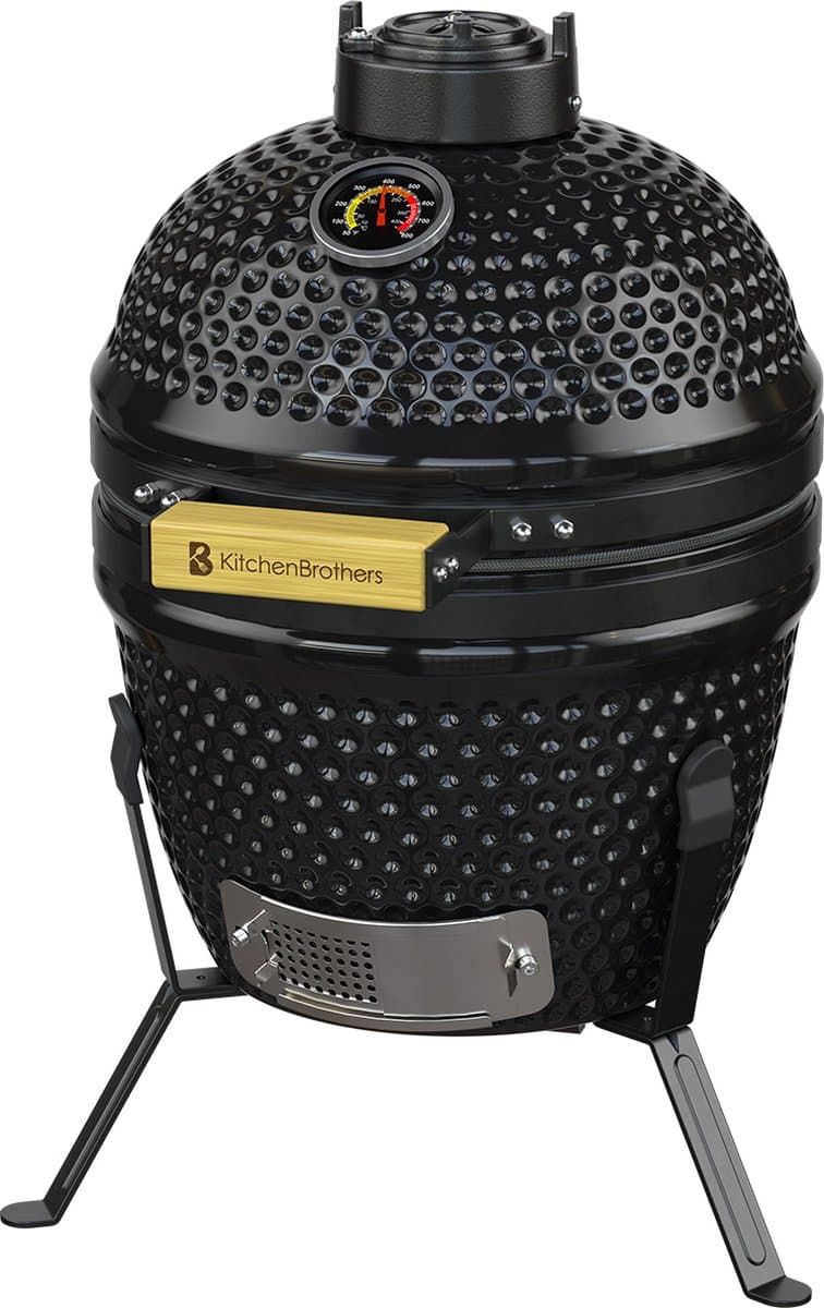 KitchenBrothers Kamado BBQ - 13 Inch Houtskool Barbecue - 27⌀ cm - PFAS-vrij - Egg BBQ - Zwart