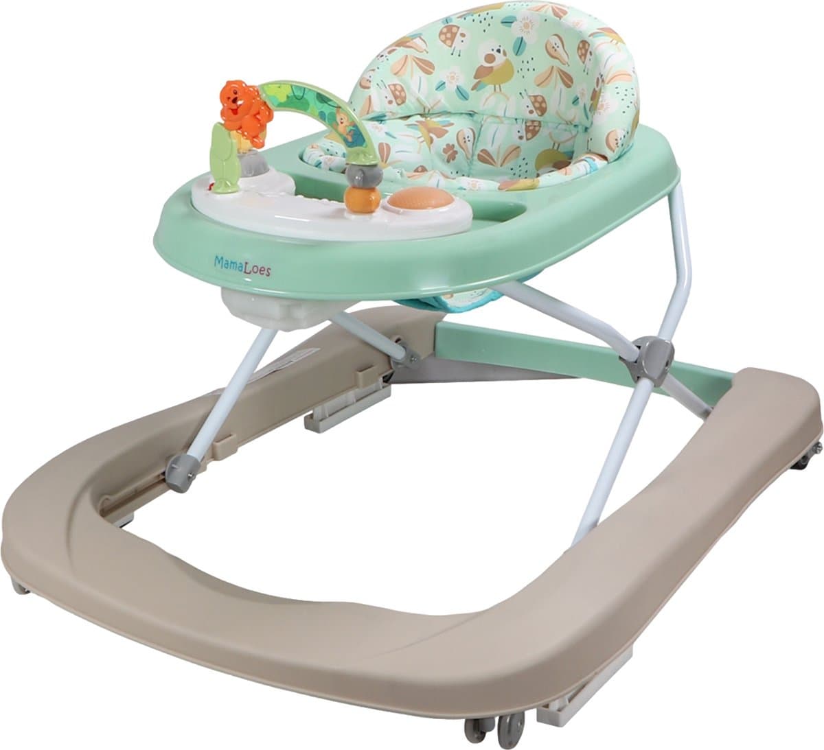 MamaLoes Loopstoel met Speelbord - Evi Stone Green - Loopstoeltje Baby - Baby Walker met Wielen