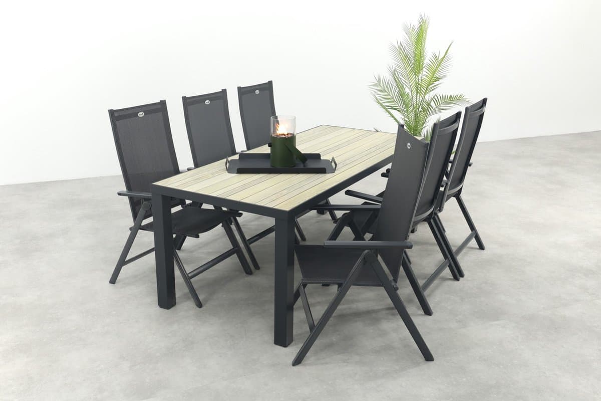 Hartman Napoli/Nola verstelbare tuinset 210x90 cm. - Antraciet/Houtlook