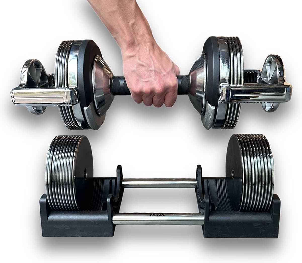 KRAKEN Verstelbare Dumbbell 32 KG | Halterset Verstelbaar in Gewicht | Adjustable Fitness Dumbbell | Krachttraining Trainingshalter 20KG | Tactical Dumbbell | Maximum Efficiency | ideaal voor Thuis- en Gym Training | PREMIUM model met 1 KG stappen!