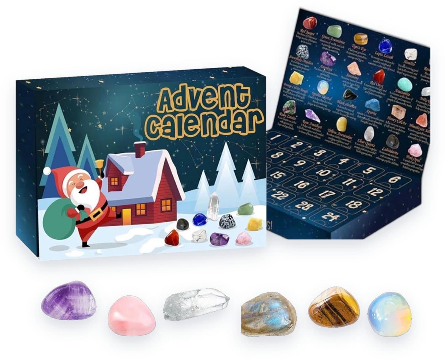 Adventskalender Kinderen 2026 – 24 Echte Edelstenen & Mineralen – Incl. Gratis Stenengids (e-book) – Educatief Kerstcadeau voor Jongens en Meisjes