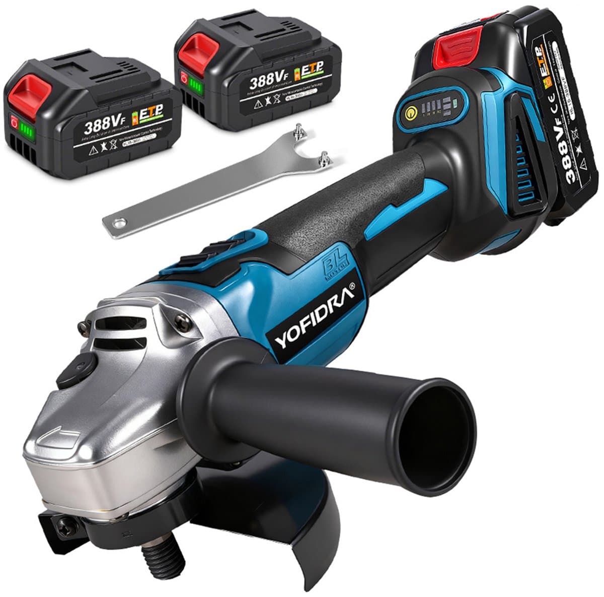 Yofidra Haakse slijper - Ø125MM Draadloze Slijptol - Elektrische Slijpmachine - Borstelloze Motor - met 2x Accu - 8500 tpm - voor snijden, slijpen en polijsten