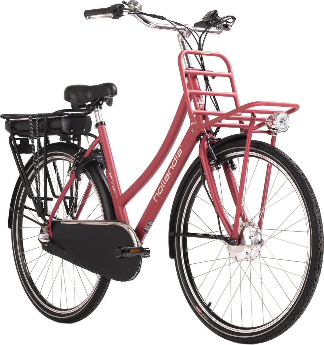 Hollandia Fiets (elektrisch) E-stadsfiets dames Hollandia Carry on 28'' e-bike 3 versnellingen rood -