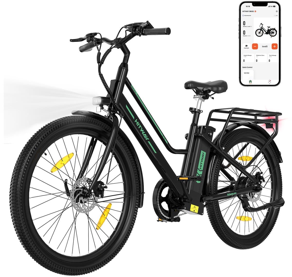 Hitway Elektrische Fiets BK8SL - Trendy 27.5 Inch City Commuter EBike met Afneembare 36V 13Ah Lithium Batterij - Mountain E-Bike met 250W Motor - Damesfiets met App Bediening - IP54 Waterdicht