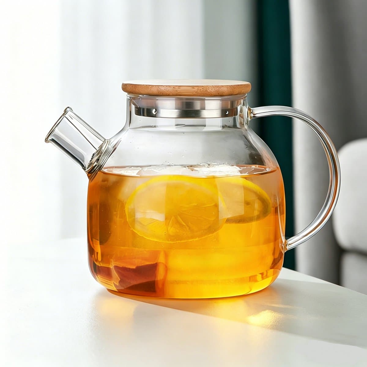 Glazen theepot - Verdikte waterkoker - Hittebestendige theepot - Theeset - Geschikt voor gebruik op het fornuis - Transparante theepot van 1 liter - Met verwijderbaar filter, geschikt voor losse thee en bloementhee