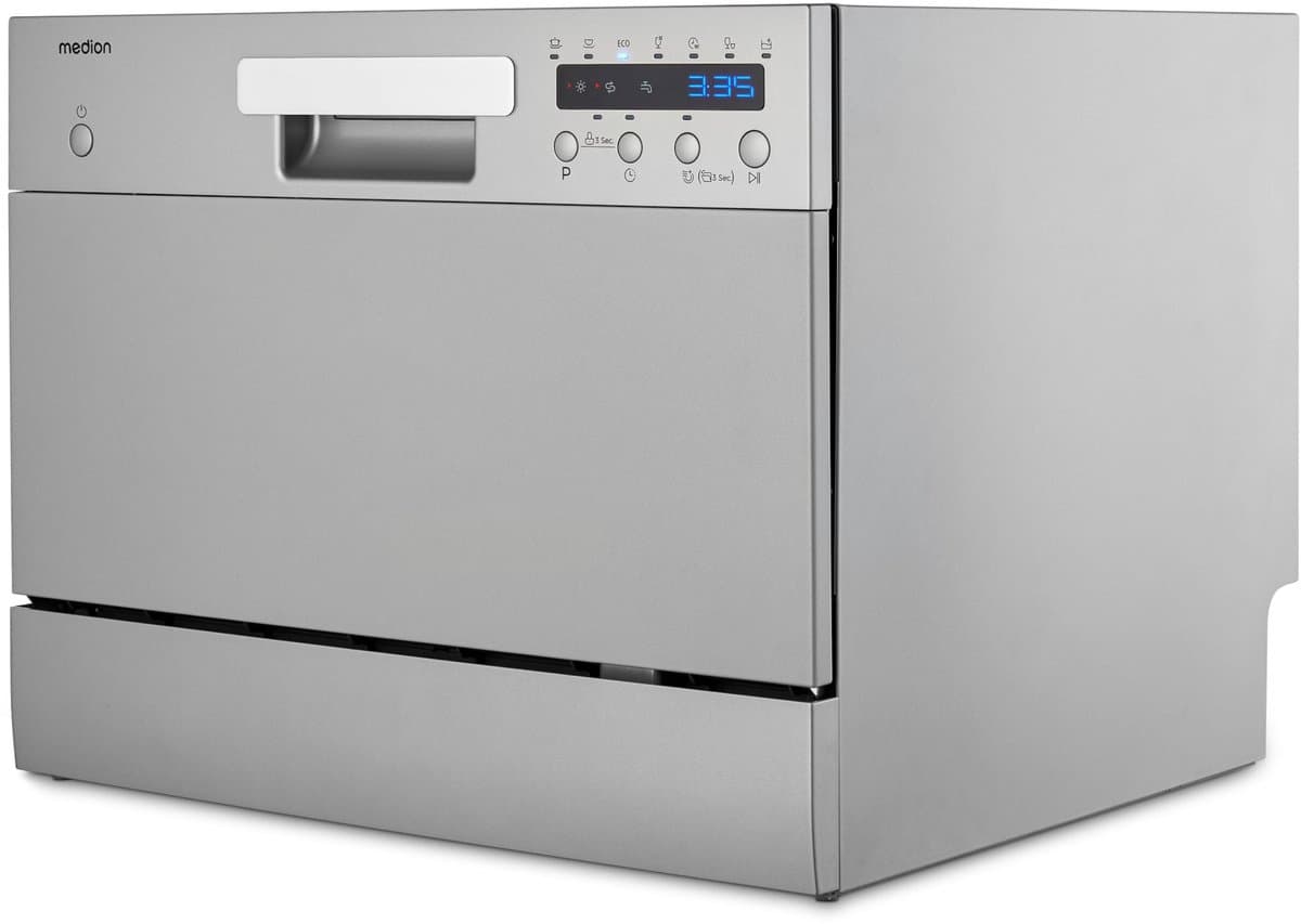 MEDION Tafelvaatwasser DWT 60 (capaciteit 6 couverts, 7 programma’s, LED-display, 47 dB, MD37496), zilver