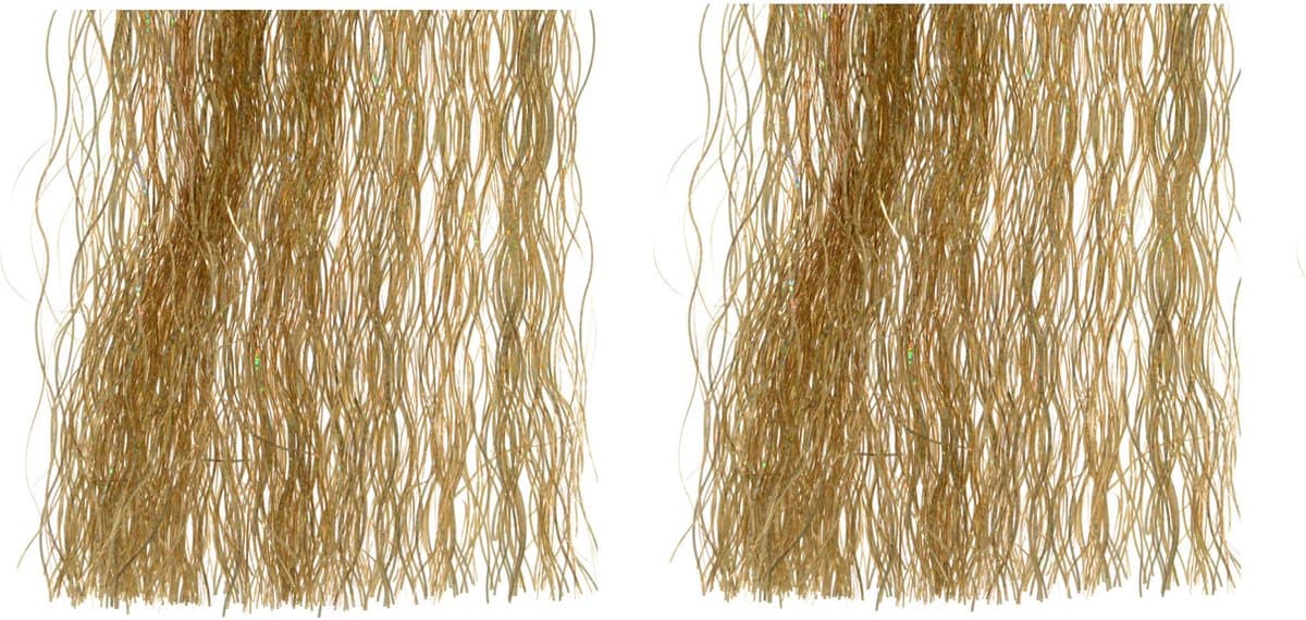 2x zakjes lametta golvend engelenhaar goud 50 x 40 cm - Tinsel/folie slierten - Kerstversiering/kerstboomversiering