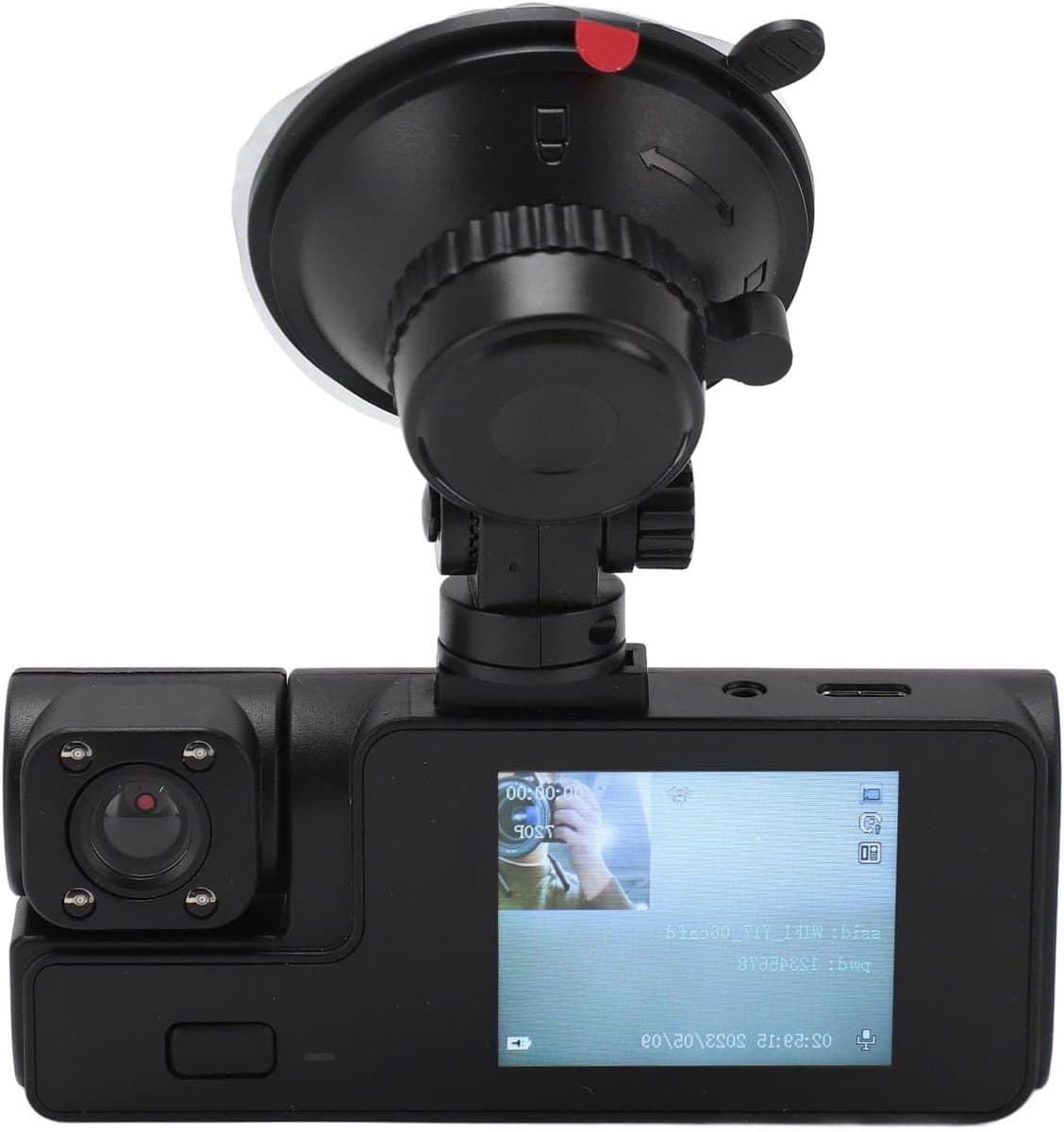 Dashcam 3 Kanaals - Auto Camera - Veilige Rit - Draadloze Bediening - 15 x 11 x 7 cm - Zwart