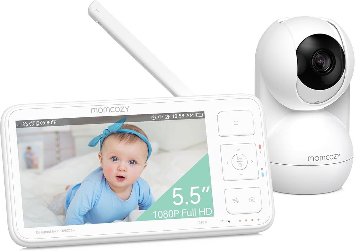 Video Baby Monitor met 5.5 Inch 1080p Scherm - Nachtzicht, 2-Weg Audio en Tot 500 m Bereik