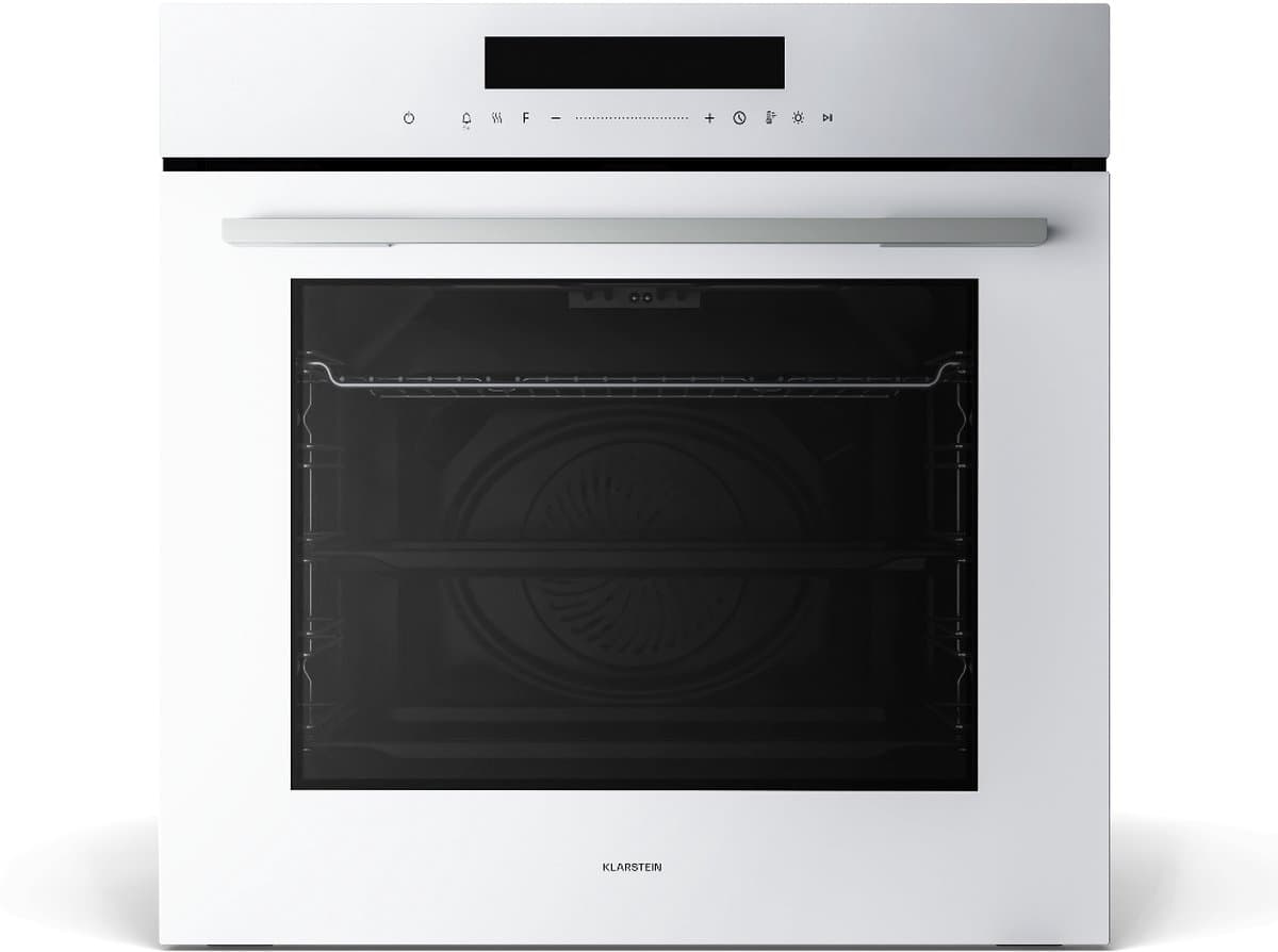 Klarstein Inbouwoven Velaire 74 l elektrische oven, 13 standen, touchbediening, energieklasse A+, geëmailleerde binnenkant, driedubbele beglazing, geïntegreerde enkele oven, 60 cm, mat en glazen design, wit - 74L - voor Keuken