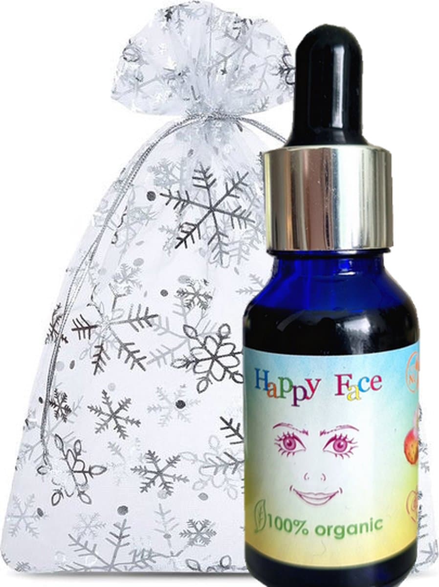 Happy Face cadeauverpakking Kerst Sint - organic gezichtsolie - Wilde Roos - duurzaam - vegan - groen - Kerstpakket - Kerstcadeau - Sinterklaas cadeau - Sinterklaascadeau - gezicht olie - biologisch - gezichtolie