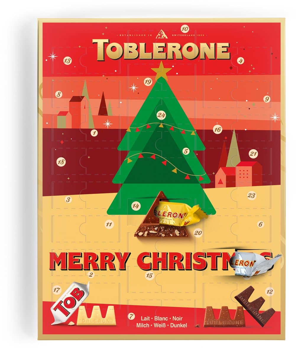 Toblerone Adventskalender - Adventkalender 2026 - 24 overheerlijke Toblerone Chocolaatjes - Verschillende smaken Chocolade - Het perfecte kerstcadeau - "Merry Christmas"