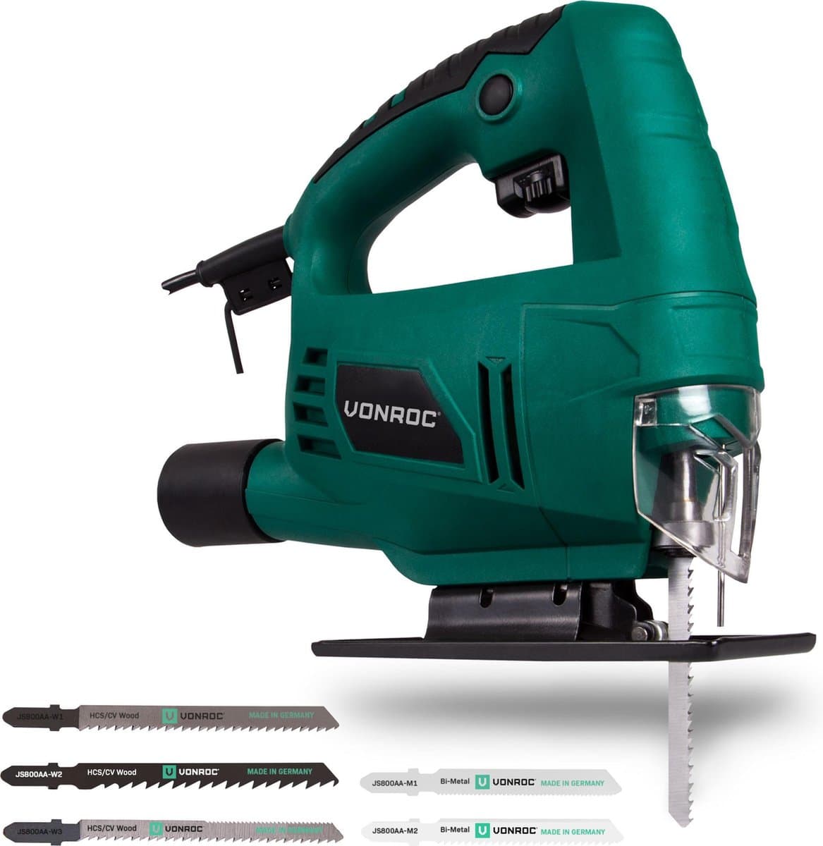 VONROC Decoupeerzaag – 550W – snelwisselsysteem – Incl. 5 zaagbladen (made in Germany)
