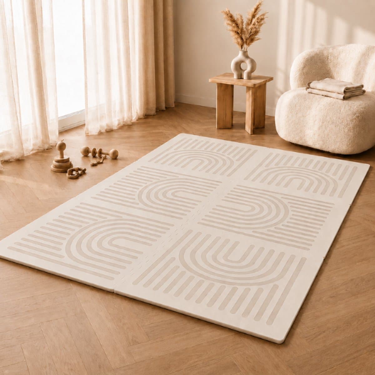 Broyari® Speelmat Baby 120x180 cm – Beige EVA Foam Puzzelmat – Waterafstotende Kruipmat voor Baby & Peuter – Vrij van Schadelijke Stoffen – Incl. Opbergtas