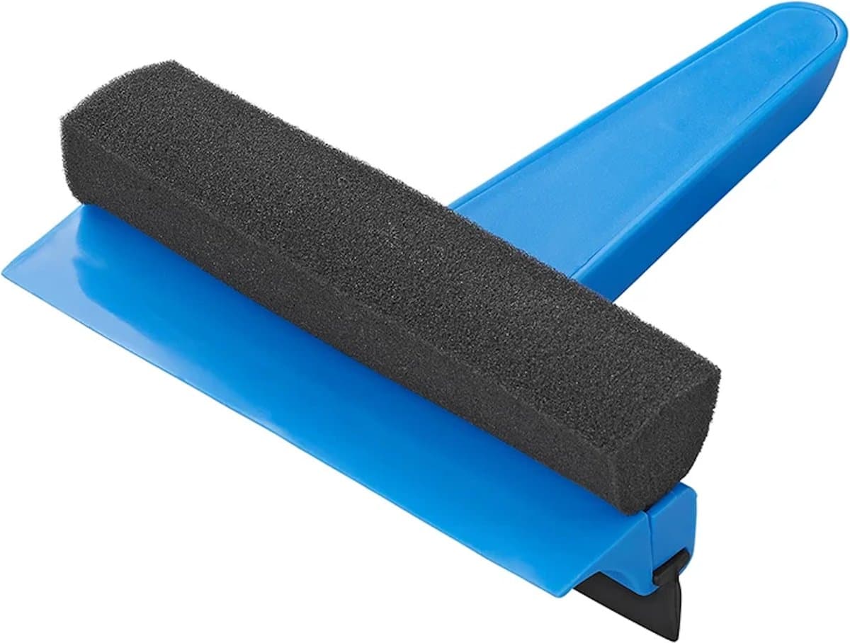 ProPlus 3-in-1 ruitenwisser 13,6 cm – Voor autoruiten en ramen – Spons, rubberen lip en ijskrabber – Zwart/blauw