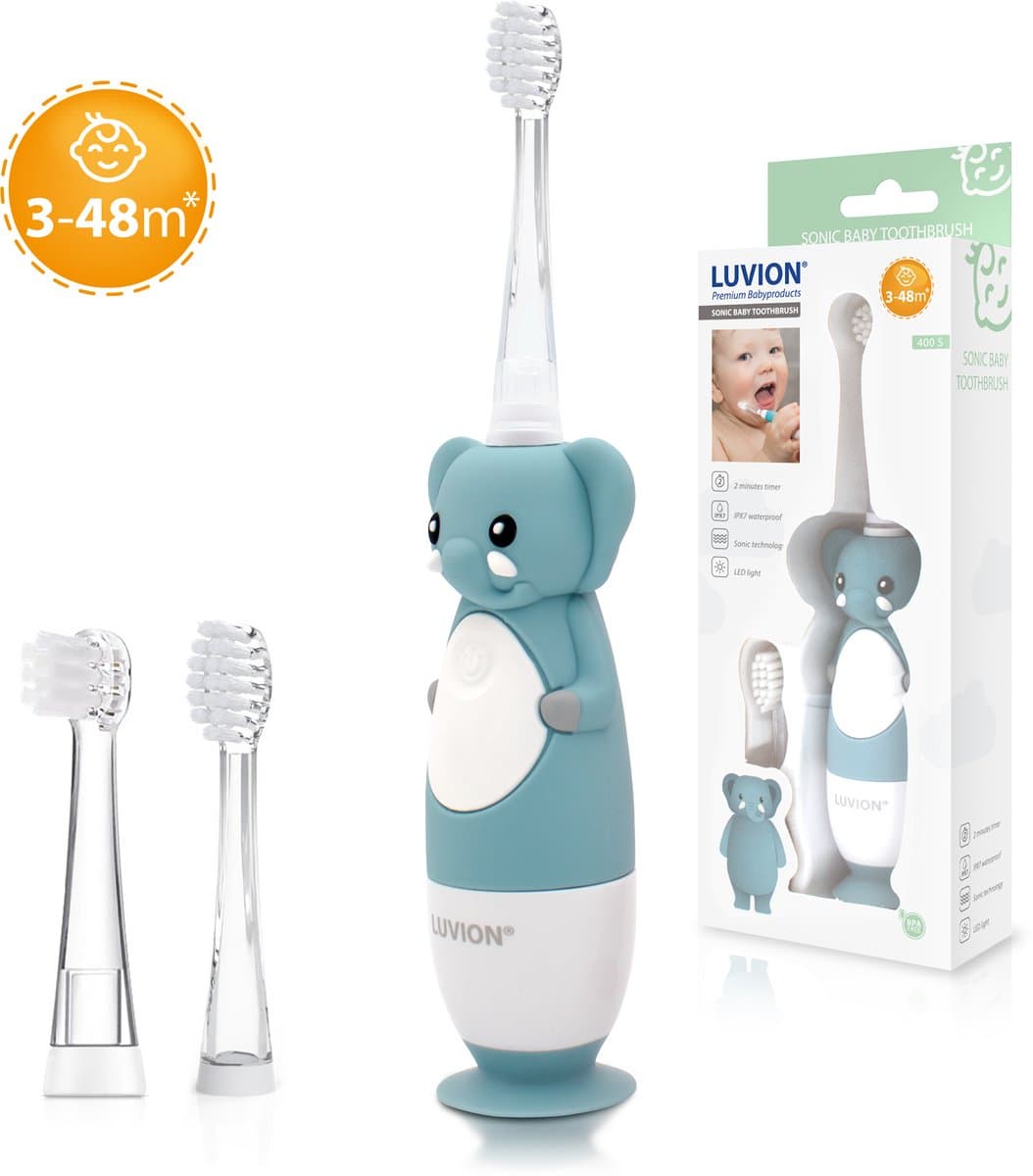 LUVION® 400S Elephant - Sonische Elektrische Tandenborstel kind voor Baby en Peuter - 0 t/m 4 Jaar - Met Timer
