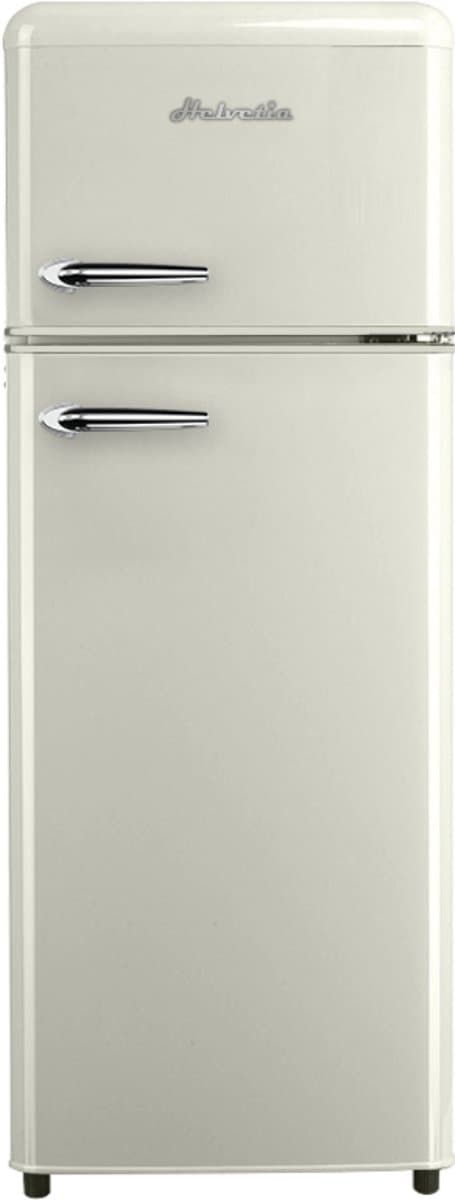 Helvetia Retro Koelvriescombinatie HRDPER206EC1 - Crèmekleur - 144 cm Hoog - 4ster Vriezer - Vintage - 206 Liter