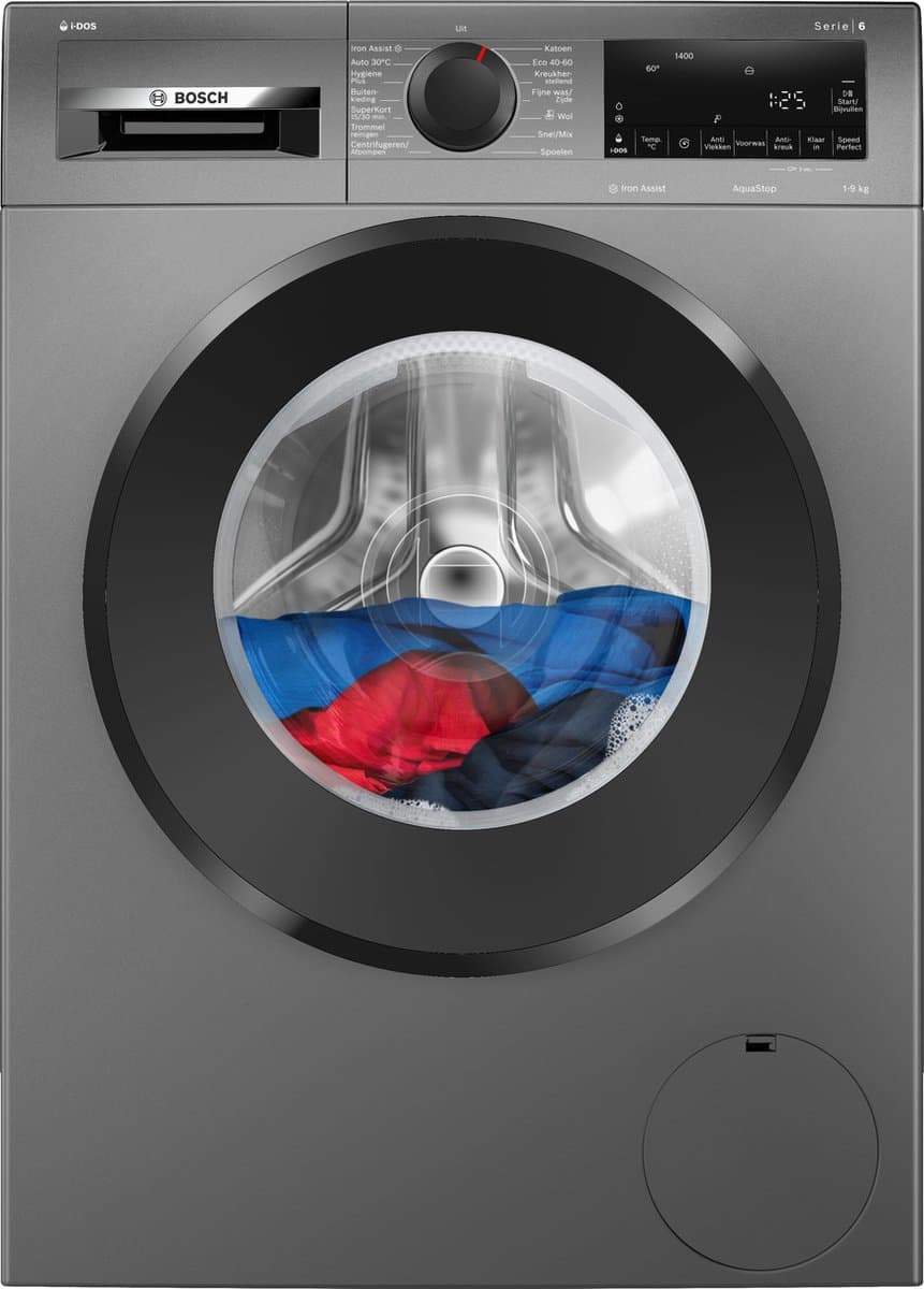 Bosch Serie 6 - WGG244FNNL - Wasmachine met stoom - 9 kg - 1400 rpm - Automatisch doseren - 1400 rpm - Zeer stil - Iron Assist: vermindert kreukels tot 50% - Cast Iron Grey