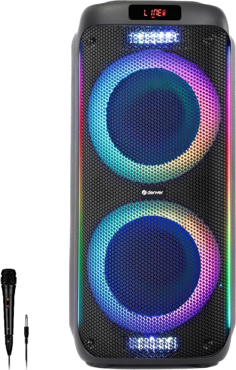 Denver Bluetooth Speaker Party Box - Discolichten - Partybox - Incl. Microfoon - Micro SD / USB / AUX - TSP456