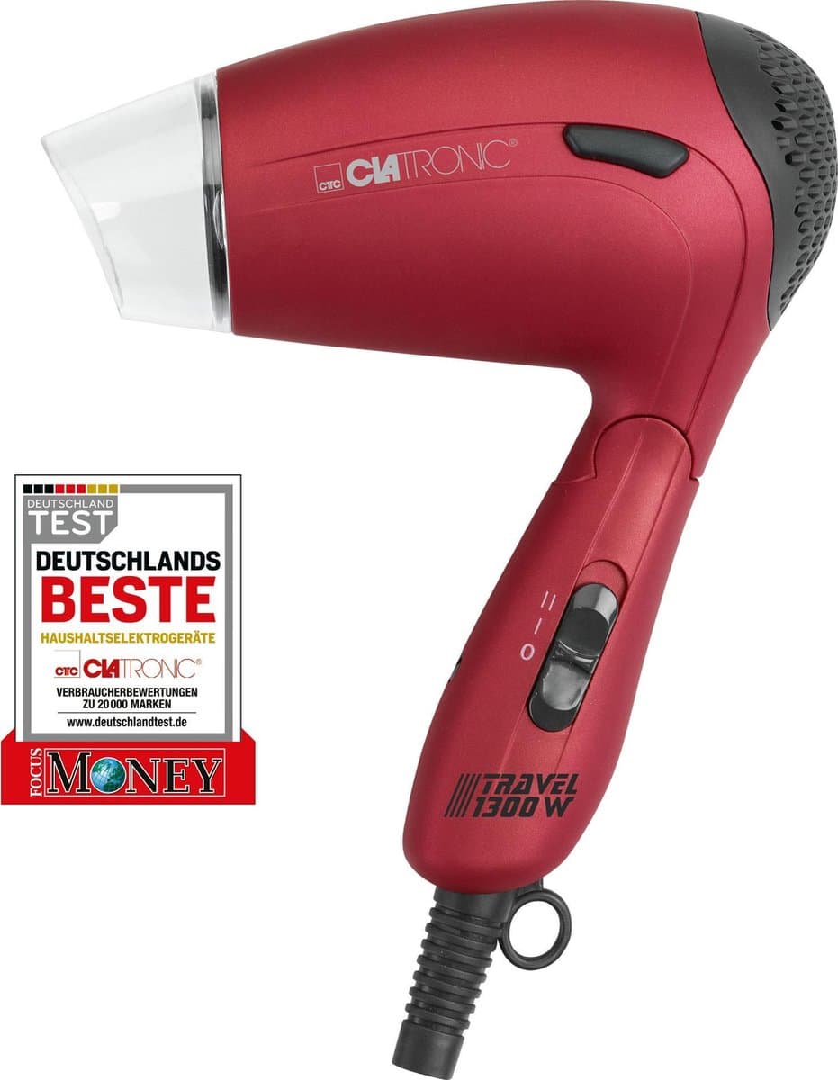 Clatronic HTD 3429 - Haardroger - Reisföhn - Opvouwbaar - Rood