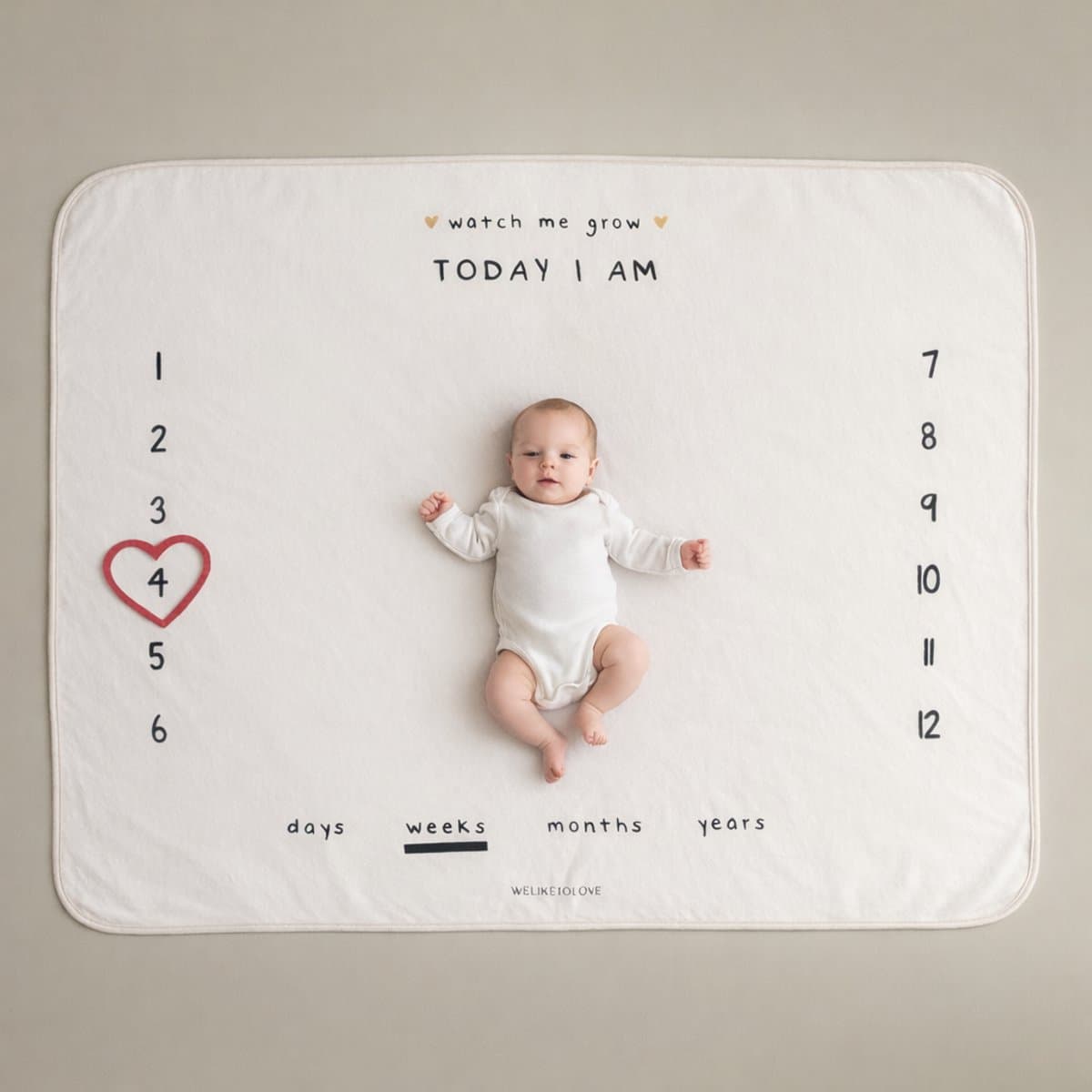 WeLikeToLove - Mijlpaaldeken - Kraamcadeau - Baby cadeau - Jongen & meisje - Babyshower - Geboortecadeau - 100x130 cm