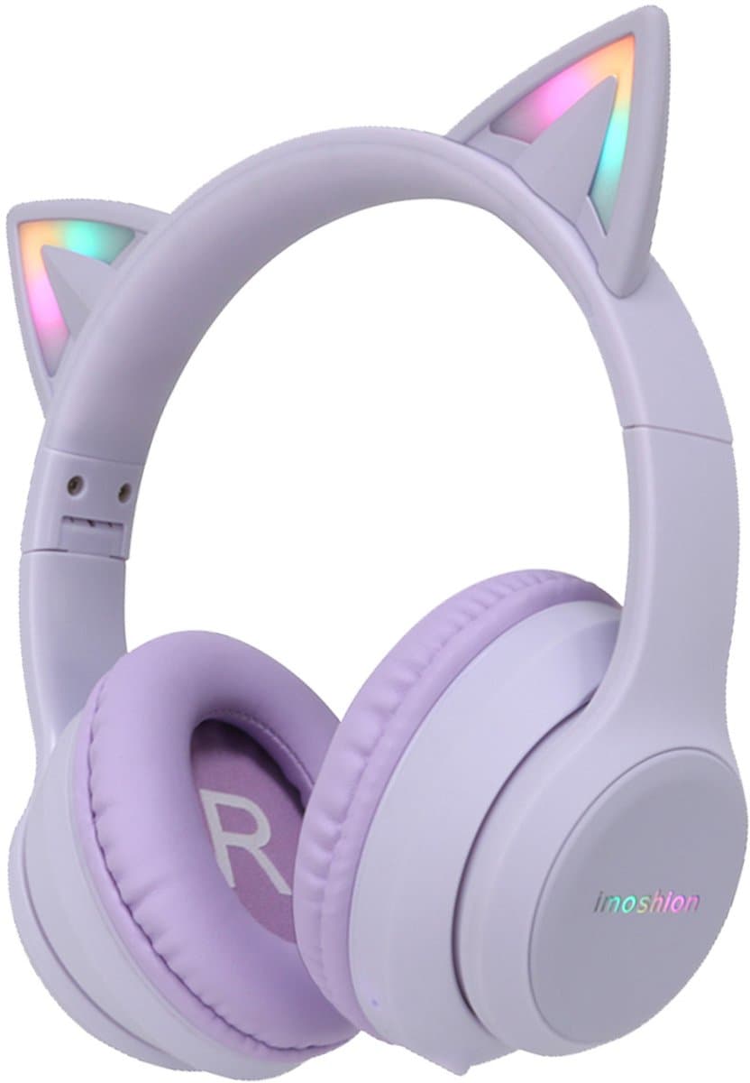 imoshion Kinder Koptelefoon Kattenoortjes - Bluetooth en Decibelbegrenzer - Draadloze Koptelefoon Kinderen
