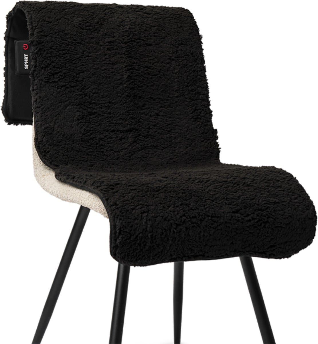 Spherite Warmtedeken - Teddy Zwart - XL - 140x45 - Infrarood warmtedeken - Elektrisch - Draadloos - Verwarmd stoelkleed - Powerbank