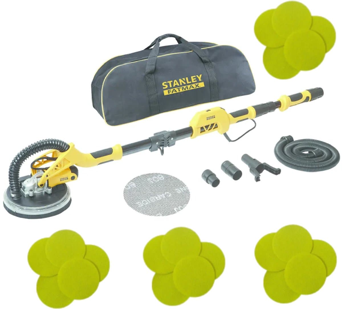 Stanley SFMEE500S Langnek Schuurmachine Complete Set - Inclusief 20x schuurschijven - Telescopisch