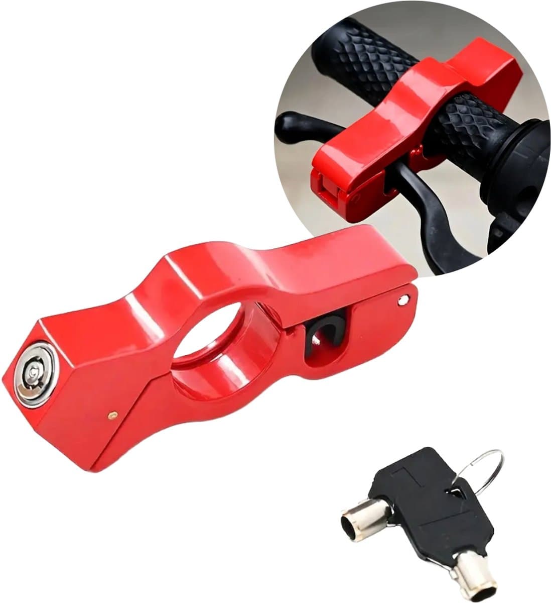 Stuurslot - Slot voor Scooter, Fiets – Universeel Beveiligingsslot met Sleutel – Aluminium Anti-diefstal Handremslot – Max. Stuurdikte 3,7 cm