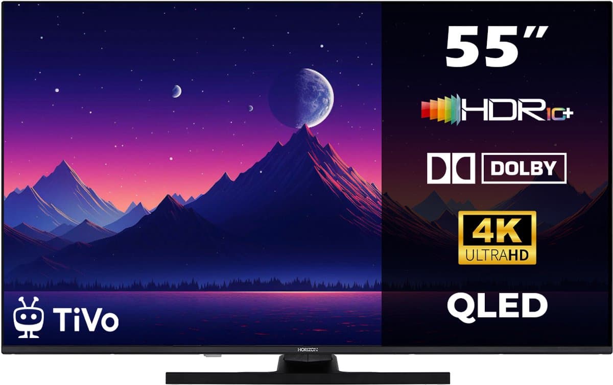 Horizon Smart TV 55 inch QLED - 4K ULTRA HD Televisie - XT Line - WiFi - Netflix - Voice Assistant - Ultra Narrow Design