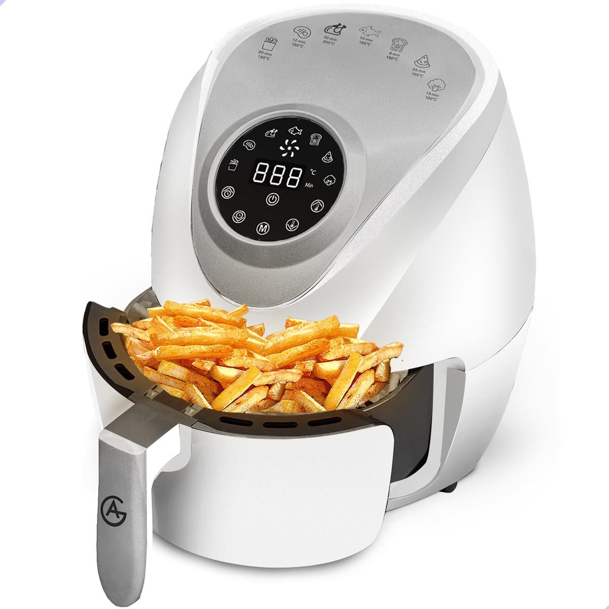 AG5200 Airfryer - Wit - Compact - tot 4 Personen - 4 Liter - Anti-aanbak - Uitneembare Bak - Vaatwasserbestendig - Met Receptenboek - Stil- Snelkooktechnologie -