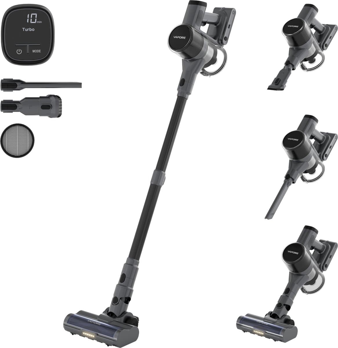 Vapore Steelstofzuiger Draadloos - 47 Minuten Accuduur - 350W - Snoerloze Stofzuiger - Stofzuiger Zonder Zak - Op Accu - Vacuum Cleaner - Kruimeldief - Draadloze Steelstofzuiger - Zwart