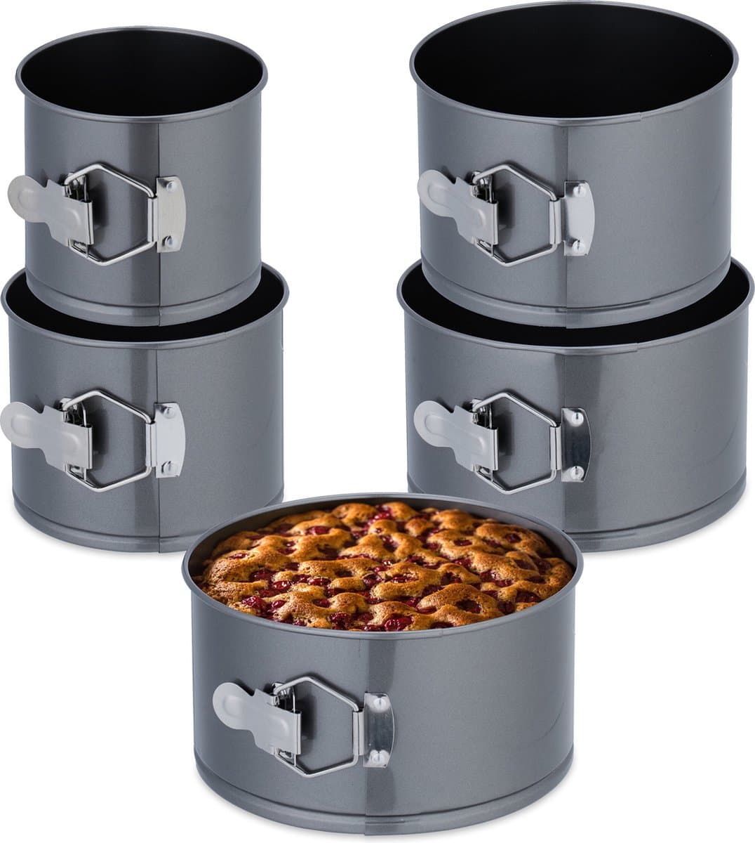 Springvorm - set van 4 - Ø 12, 14, 16, 18, 20 cm - met hoge rand