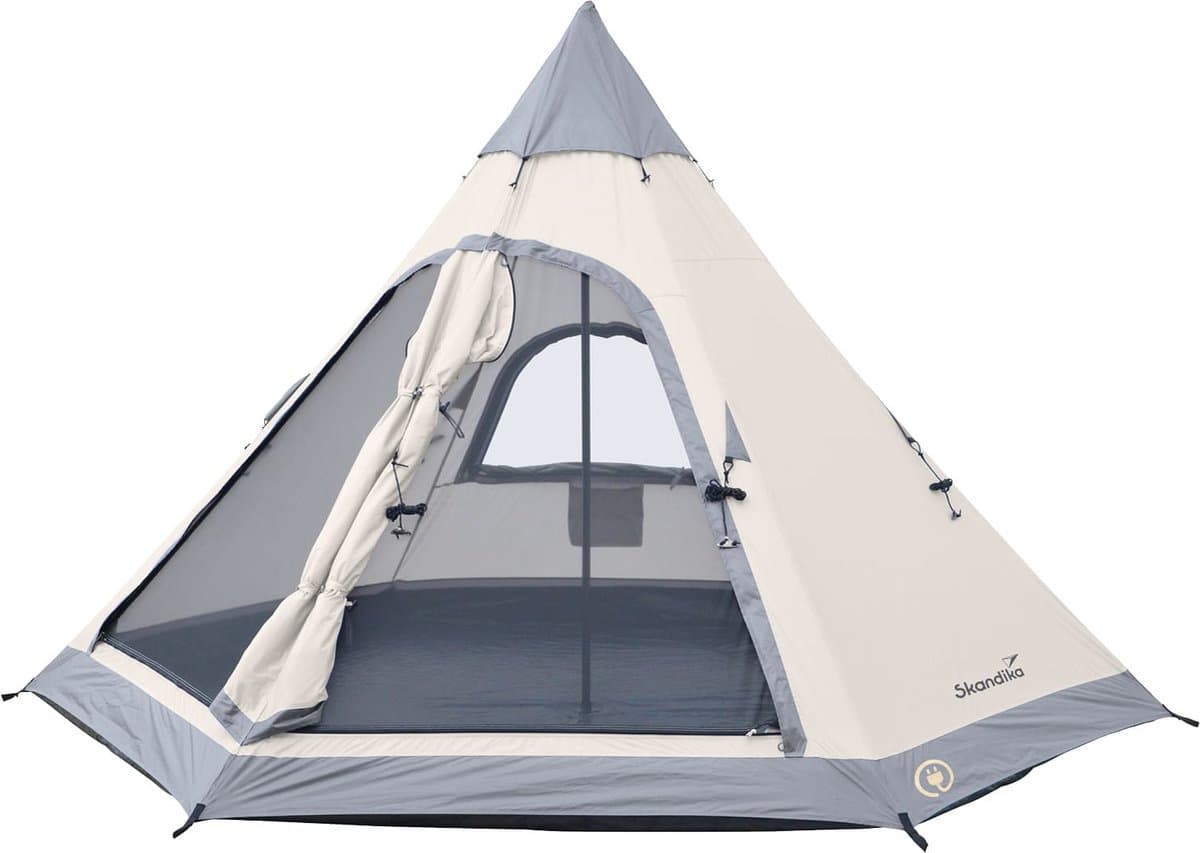 Skandika Tipi Tent Lavvu 335 Protect - Tent voor 4 personen, 2 m stahoogte, vastgenaaide tentvloer, 3000 mm waterkolom, UV 50+, festivaltent, indianentent, familietent | Outdoor, camping, glamping