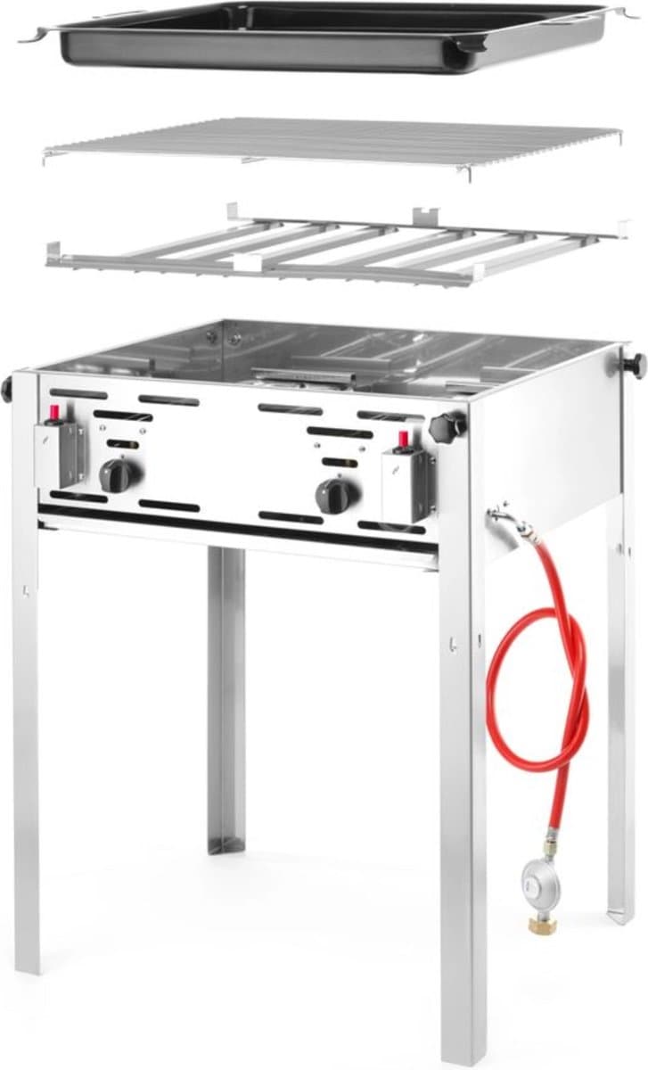 HENDI Grill-Master Maxi – Krachtige barbecue – 11,6kW – 650x540x840 mm – Inclusief gasslang en drukregelaar