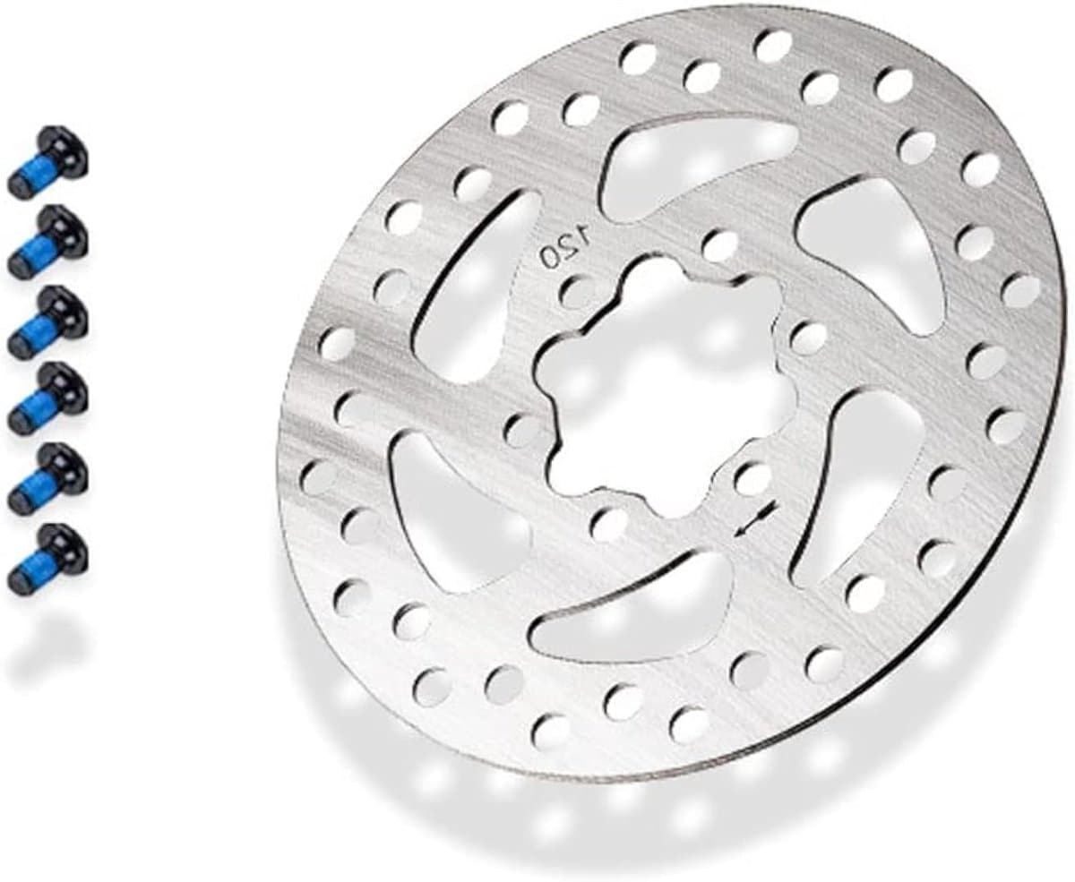 Hoogwaardige 120mm Remschijf met 6 Gaten voor Elektrische Scooters - Geschikt voor Kukirin G2 Pro, NIU KQi3, Segway Ninebot F3 en meer, Inclusief Remblokken