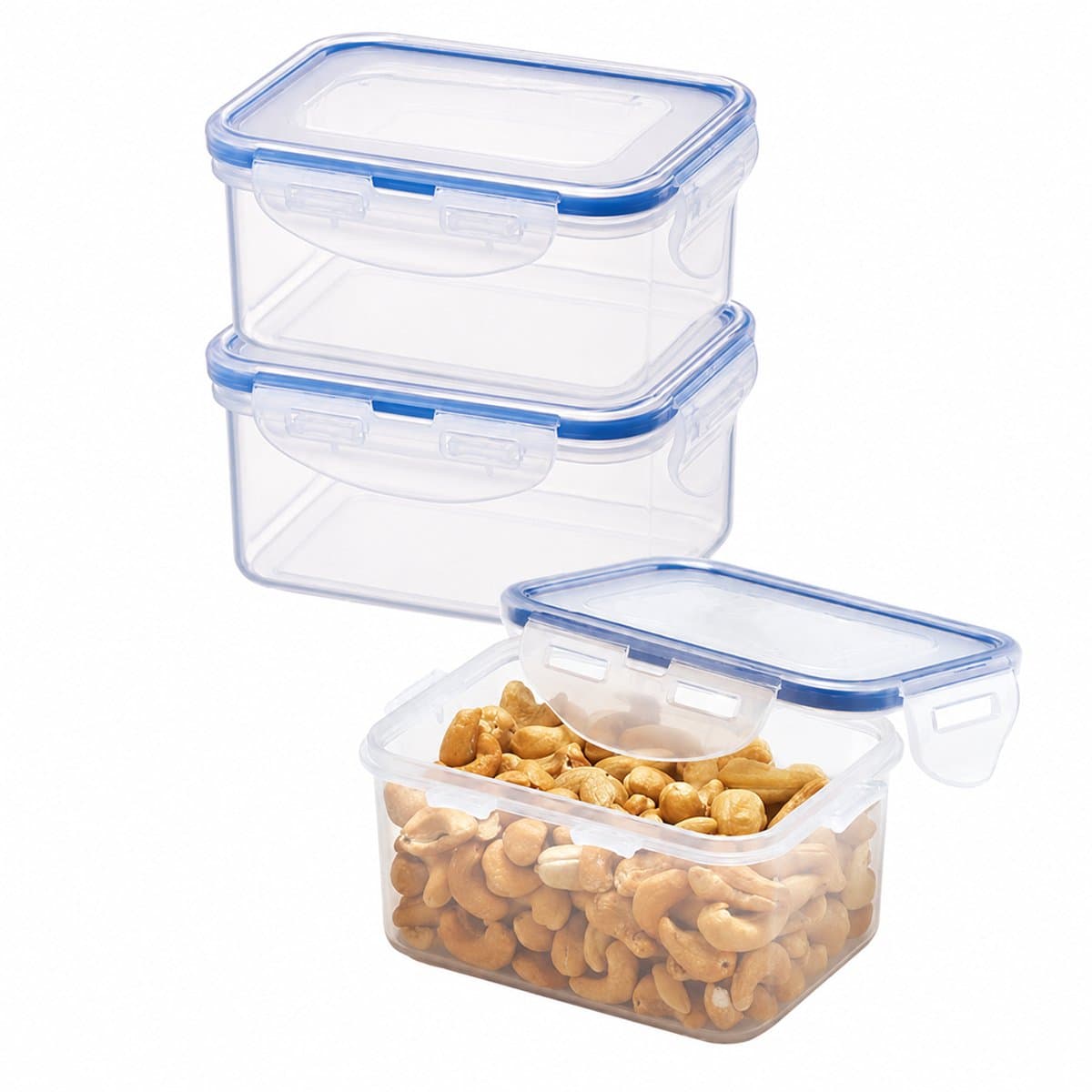 Lock&Lock Diepvriesbakjes - Meal prep bakjes - Vershoudbakjes - 470 ml - Set 3 stuks - 100% Lekvrij - BPA vrij - PFAS vrij - Magnetron bakjes met deksel - Snackdoosjes - Diepvriesdozen - Bewaarbakjes - Vershouddoos - Transparant