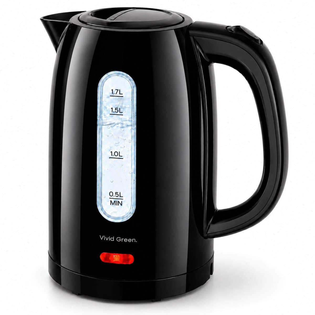 Vivid Green 2200W Waterkoker - 1.7L – BPA-vrij - Kalkfilter - Zwart