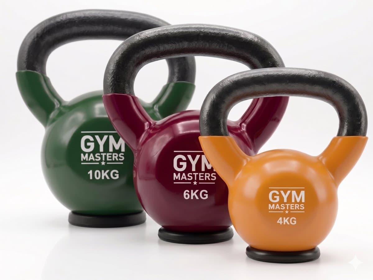 Gym Masters Kettlebell Set 4-6-10 kg – Premium Vinyl Kettlebells – Rubberen Bodem – Optimale Vloerbescherming & Veilig Trainen – Krachttraining Thuis