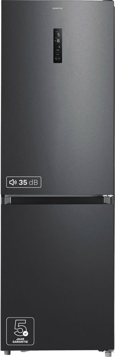Inventum KV1851B No Frost energiezuinige koel-vriescombinatie - 185cm hoog - 334L - Zeer stil: 35 dB - Superkoelen - Supervriezen - Vrijstaand - Zwart