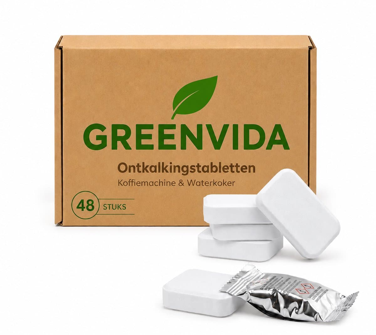 48 - universele ontkalkingstabletten - ontkalker - koffiemachine - waterkoker ontkalker - koffiemachine - antikalktablet - Geschikt voor o.a. Bosch Jura Melitta Miele Philips Saeco Siemens - GREENVIDA