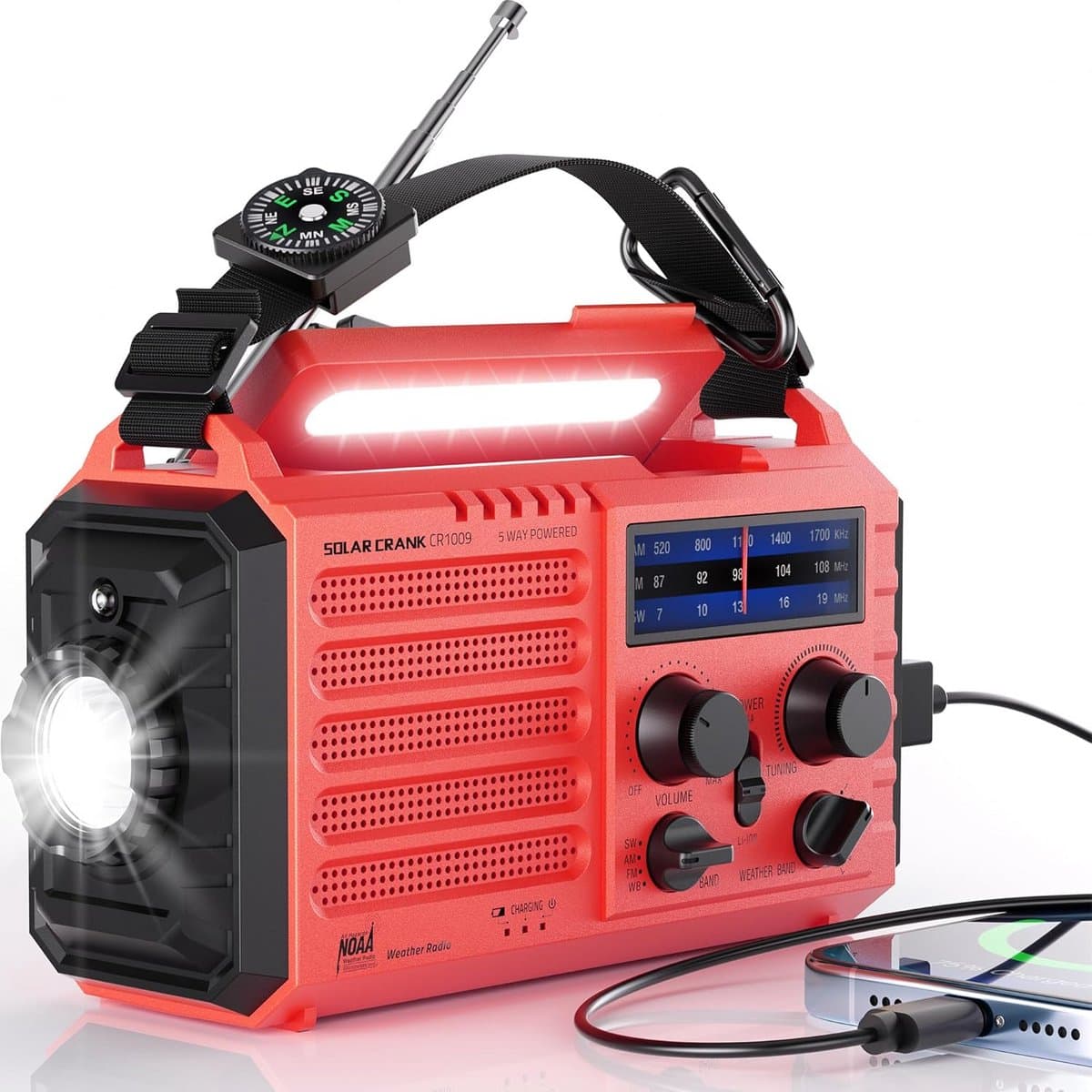 Noodradio - Noodpakket Oorlog - Draagbare Radio - Powerbank Zonneenergie - Transistor Radio - buiten oplader