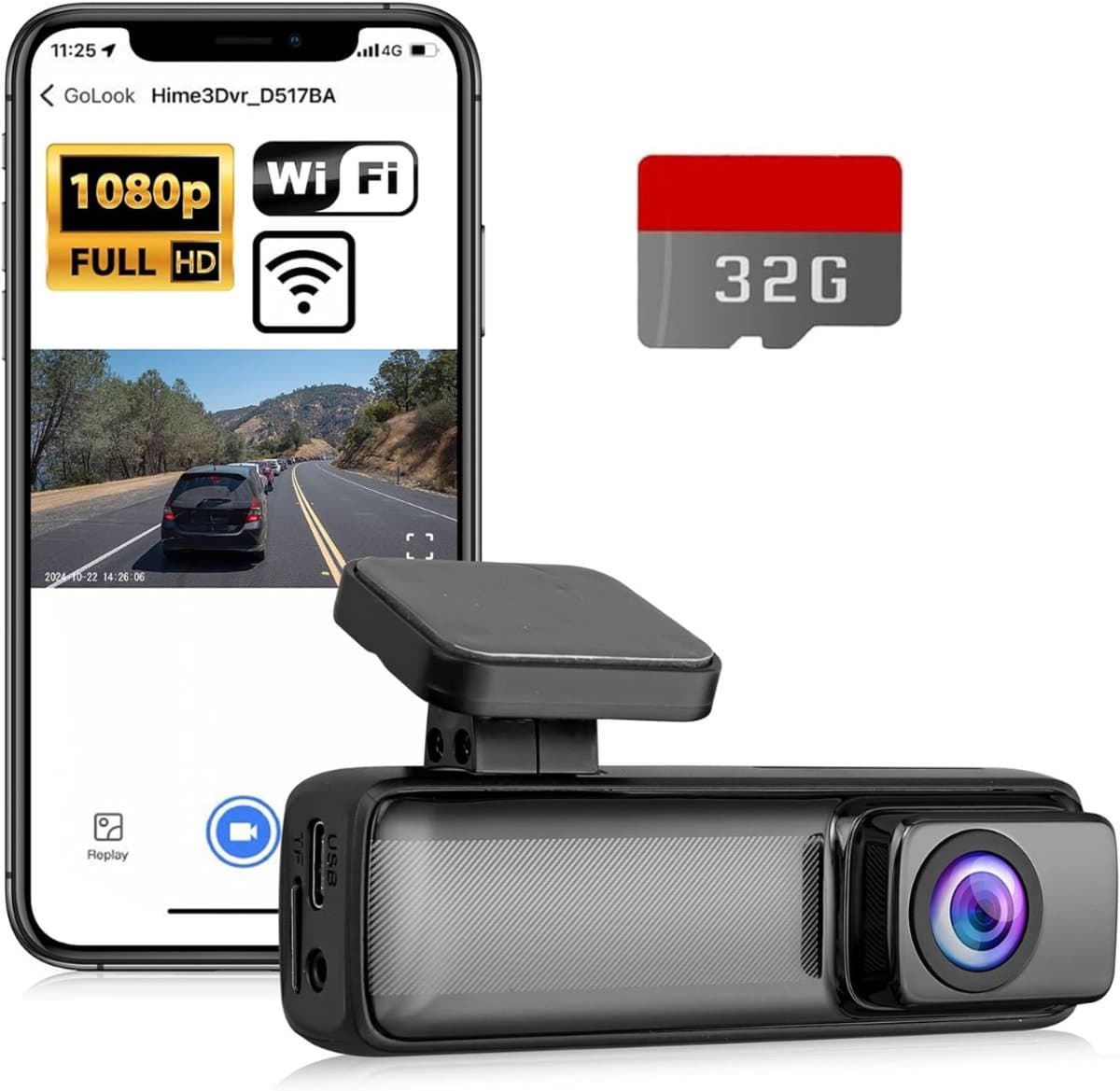 TIM® Dashcam voor Auto Voor en Achter - Dashcam - Zwart - 14cm x 6cm x 13cm