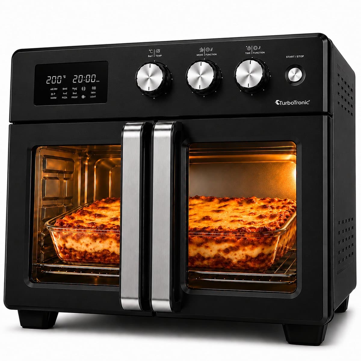TurboTronic AFD32 Airfryer XXL en Oven – 12 Kookprogramma's – Vrijstaande Mini Oven – Instelbaar van 25 tot 230°C - 32L - Zwart