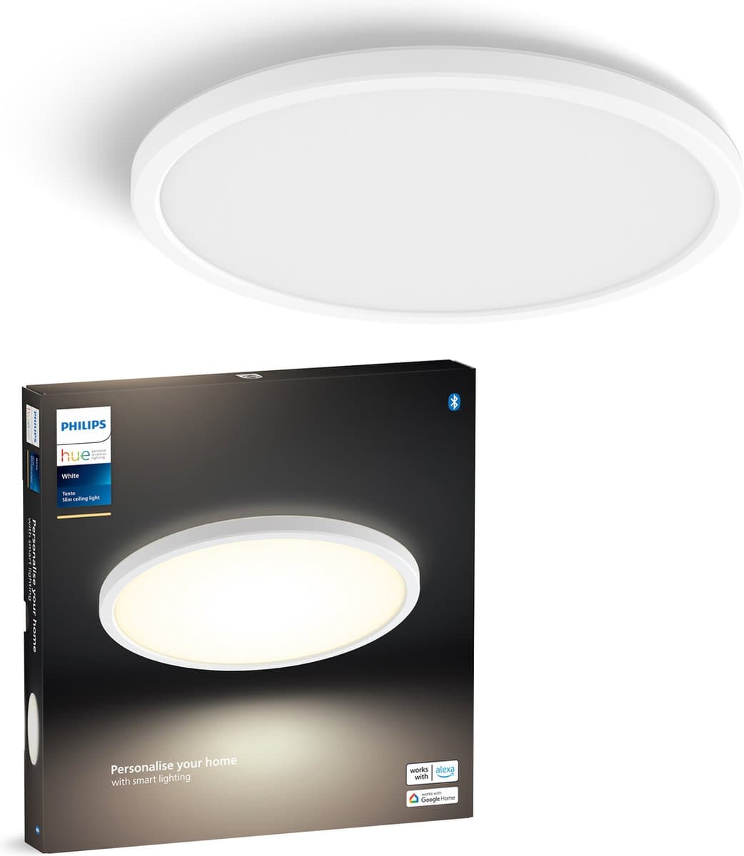Philips Hue Tento plafondlamp - warmwit licht - rond - wit - Ø30 cm