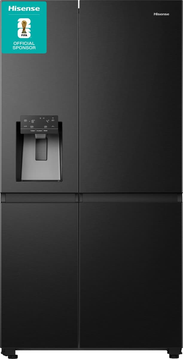 Hisense RS818N4TFC - Amerikaanse koelkast - Energielabel C - Water- & ijsdispenser - Metal Cooling - No Frost - Zwart- Multi-Air Flow - Fast Freeze - 35dB (A) - Inverter Compressor - 632 Liter